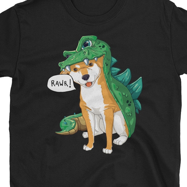 Shiba Inu Dinosaur Dragon Costume Halloween Camicia, Spaventoso Shiba Inu T-Shirt, Divertente Shiba Inu Cane Tee