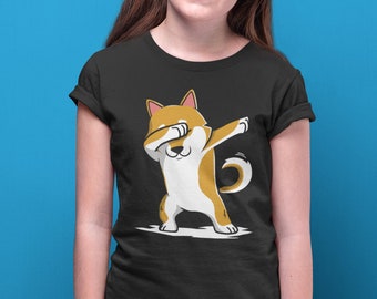 Dabbing Shiba Inu Youth T-Shirt, Dab Dance Shiba Inu Kids Shirt, Funny Shiba Inu Gift