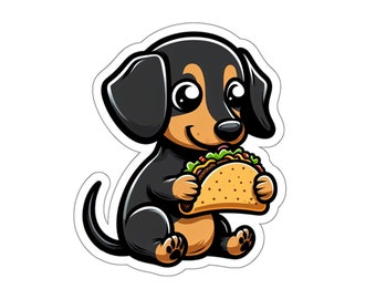 Dachshund Dog Taco Lover Sticker - Perfect Doxie Mexican Food Gift for Dog Lovers