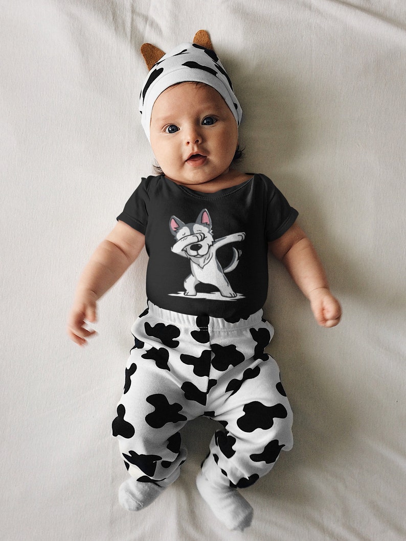 Alaskan Malamute Dog Baby Clothes Dabbing Siberian Husky Baby Bodysuit