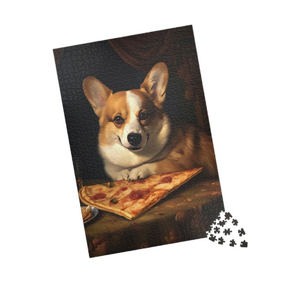 Corgi Enjoying Pizza Jigsaw Puzzle Perfect Pembroke Welsh Corgi Puzzle Gift  for Dog Lovers 