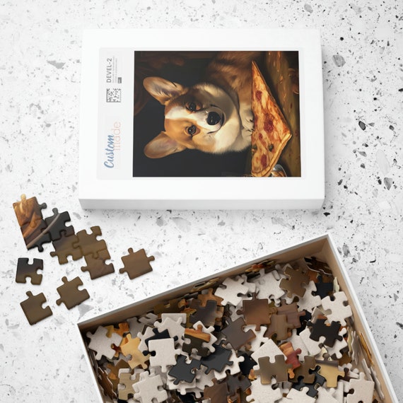 Corgi Enjoying Pizza Jigsaw Puzzle Perfect Pembroke Welsh Corgi Puzzle Gift  for Dog Lovers 