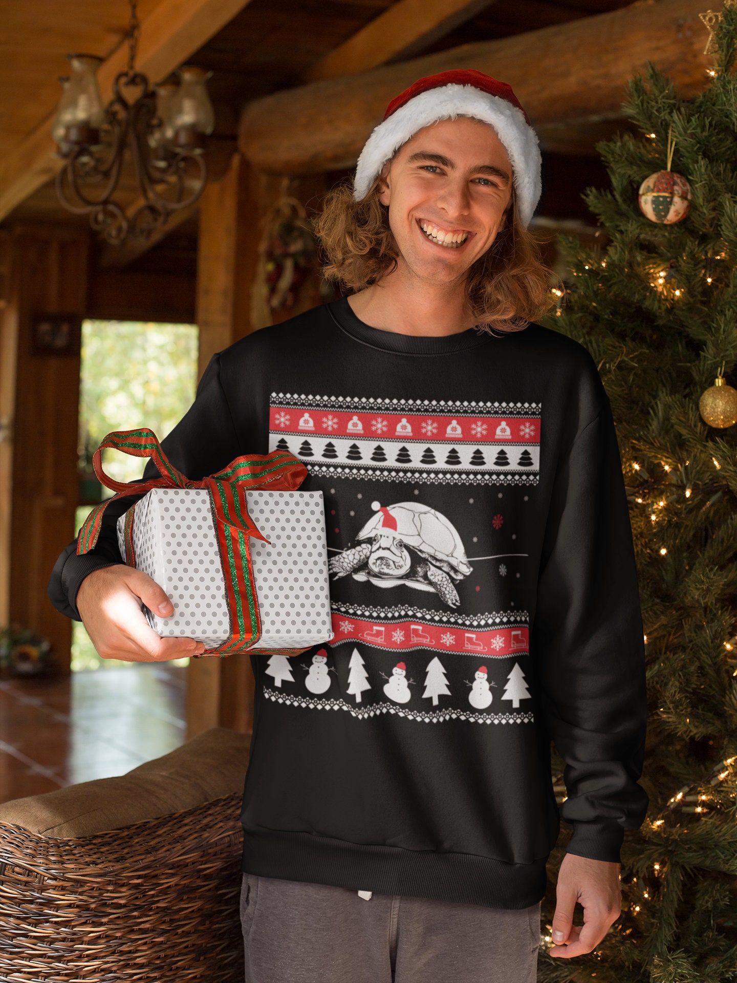 Tortoise Ugly Christmas Sweater, Funny Tortoise Pet Gift