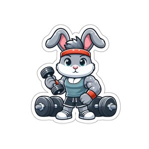 Rabbit Workout Sticker Perfect Rabbit Weightlifting Gift for Pet Lovers ...
