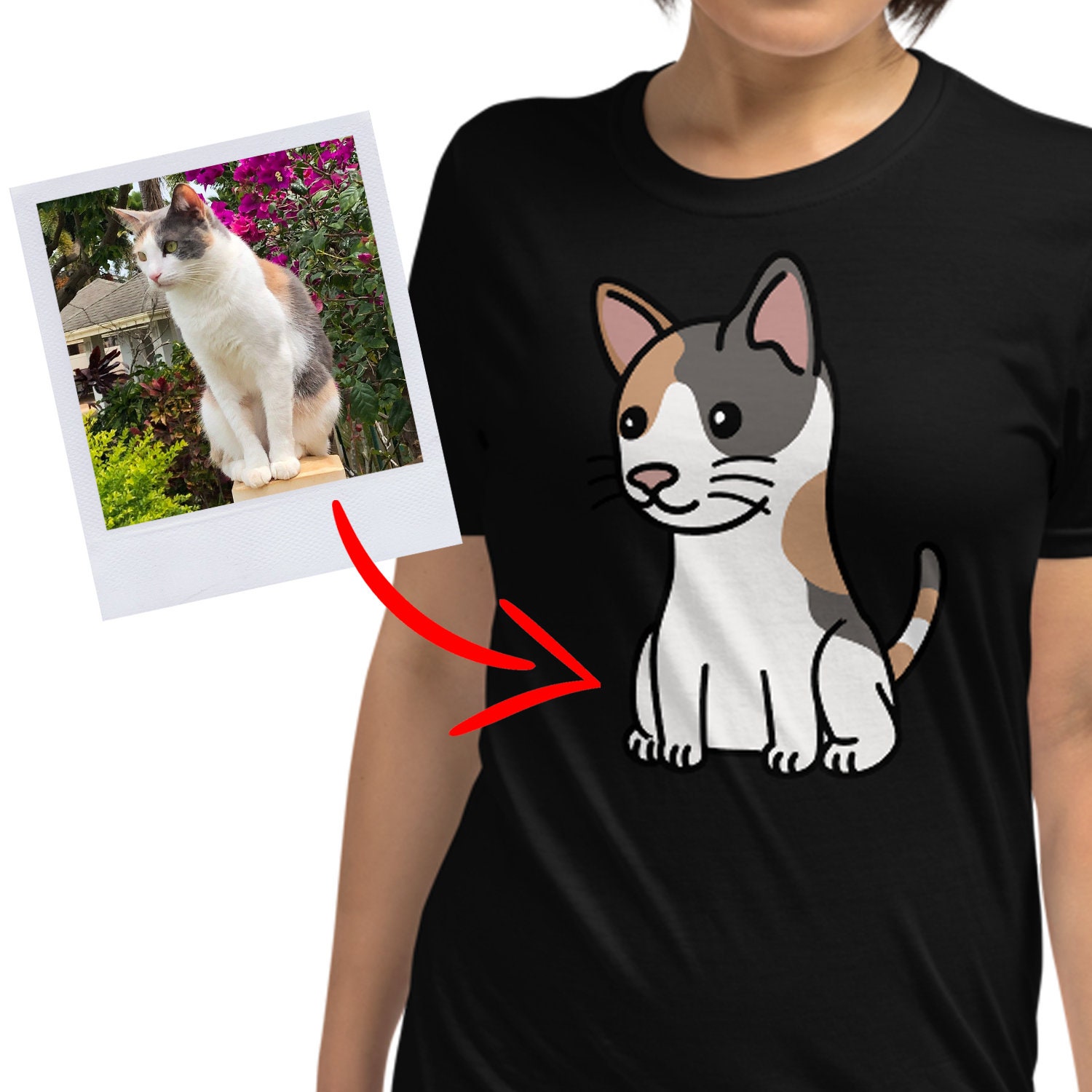 Cartoon Personalized Cat TShirt Custom Cat Shirt Customized Etsy