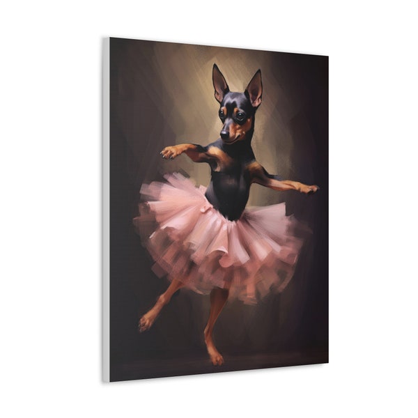 Pinscher nain Dog Ballerina Canvas Gallery Wrap - Perfect Min Pin Ballet Wall Art Gift for Dog Lovers