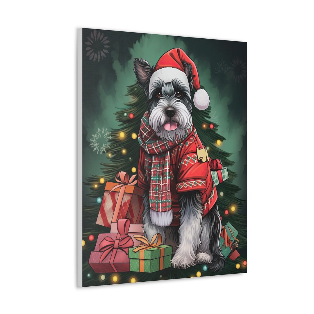 Schnauzer Dog Christmas Canvas Gallery Wrap Perfect Miniature Schnauzer