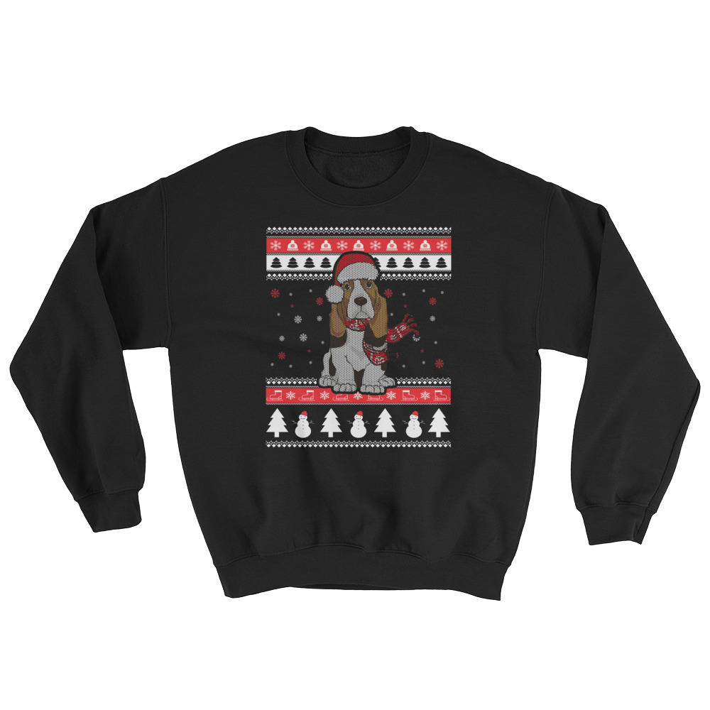Knitted Basset Hound Graphic Ugly Christmas Sweater Funny Basset