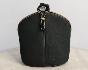 Vintage 1940s Art Deco black grosgrain wrist strap cocktail evening bag