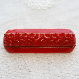 Vintage 1920s 1930s Art Deco original moulded carved red early plastic statement brooch