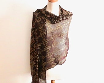 Vintage 1920s Art Deco Rare Large Assuit Asyut Shawl Black Hammered ...