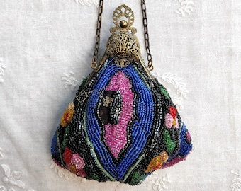 Antique to vintage c1920s filigree frame beaded top handle evening bag for restoration project