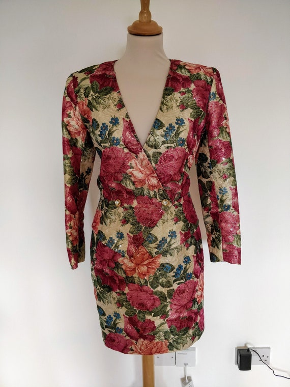 Vintage 1980s Emanuel Ungaro floral sequinned two-