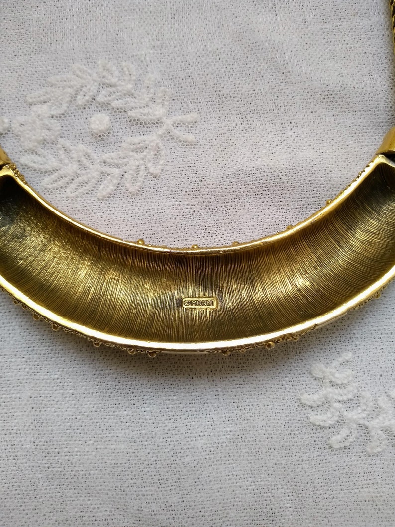 Vintage 1980s Monet gold tone collier collar style statement necklace