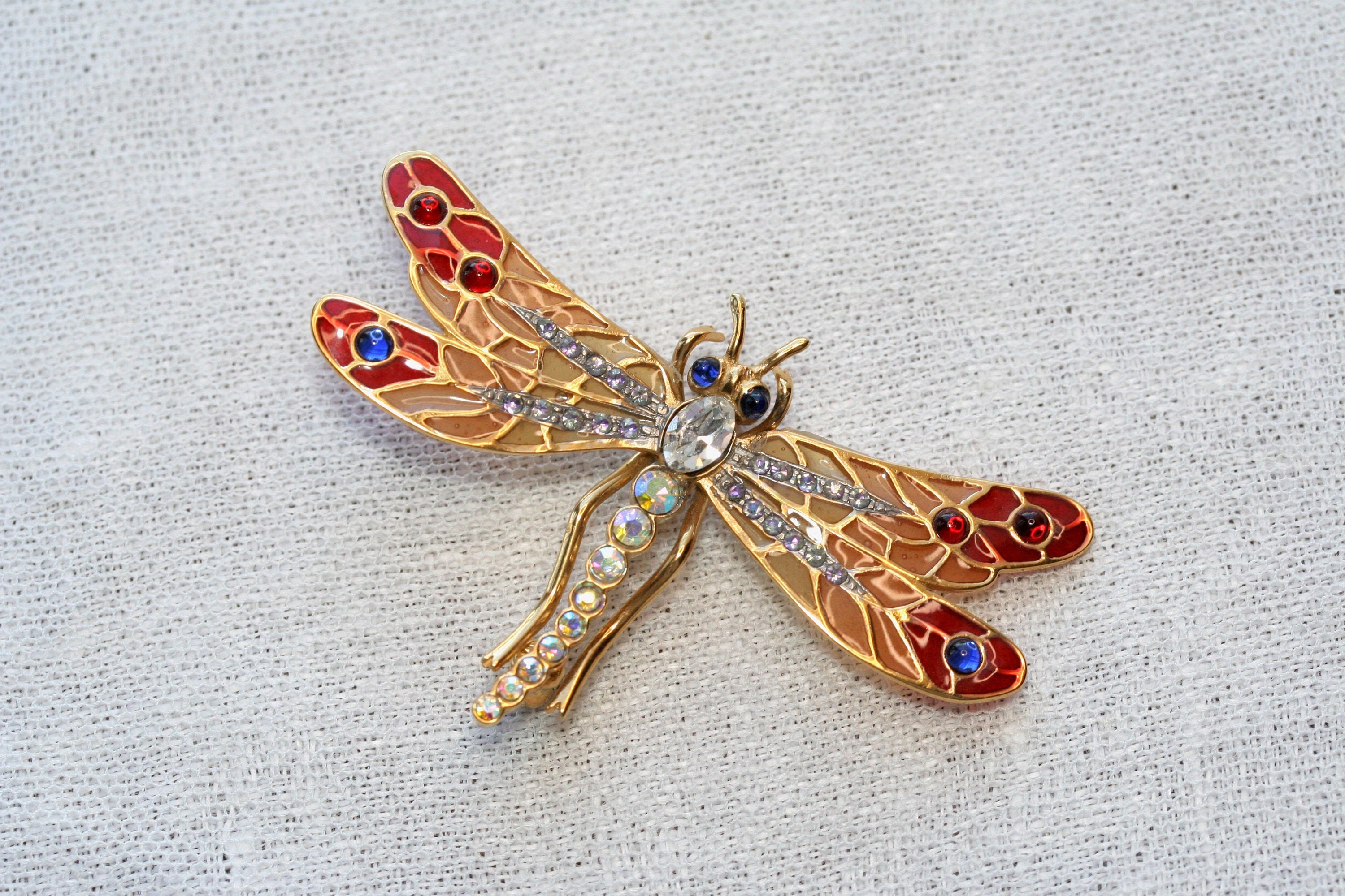 【保存状態良好】Butler&Wilson 【Dragonfly】 Vintage Butler & Wilson Plique a Jour Enamel and Rhinestone