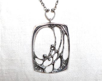 Vintage 1970s Finnish Karl Laine Sten & Laine ‘Spider web’ modernist sterling silver statement necklace