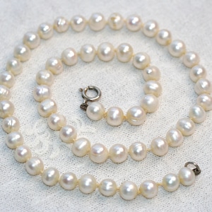 collier de perles d’eau douce de culture vintage de 17,5 » avec fermoir en argent sterling