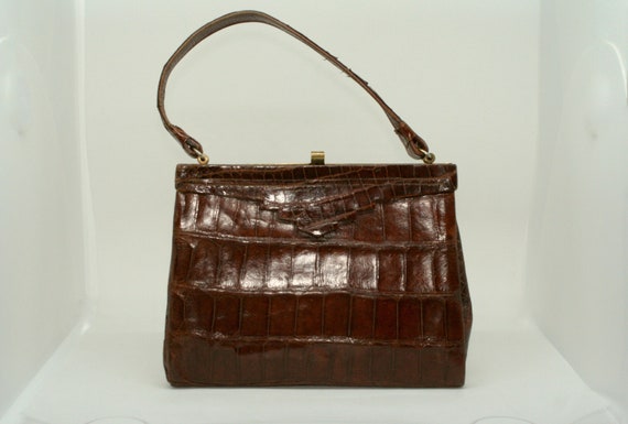 Vintage Art Deco 1930s 40s crocodile leather top h