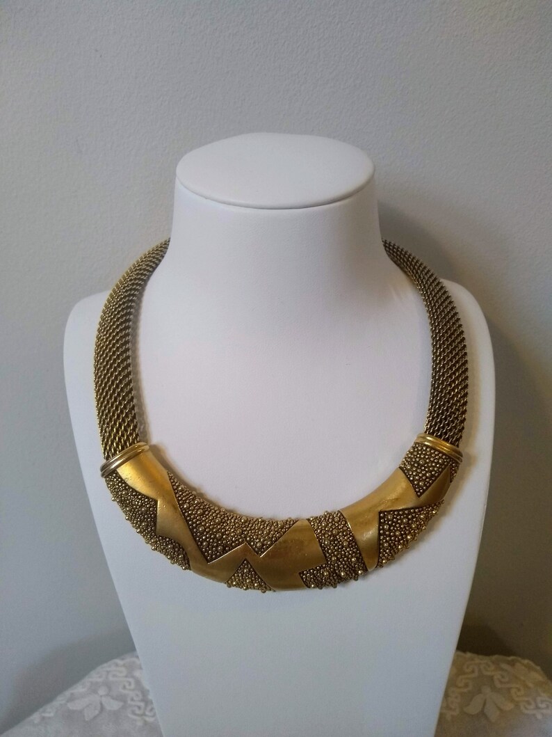 Vintage 1980s Monet gold tone collier collar style statement necklace