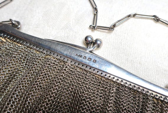 Antique 1920s solid sterling silver mesh top hand… - image 3