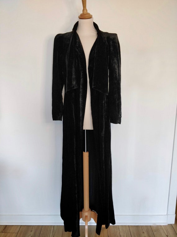 Vintage late 1930s black silk velvet full length o