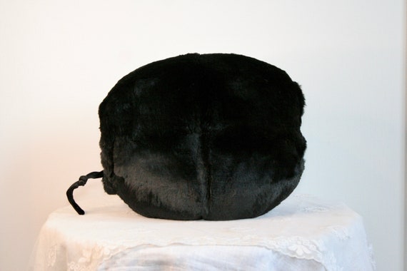 Vintage ca1940s genuine black moleskin fur silk li