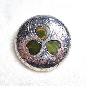 Antique Victorian Sterling Silver Green Connemara Marble
