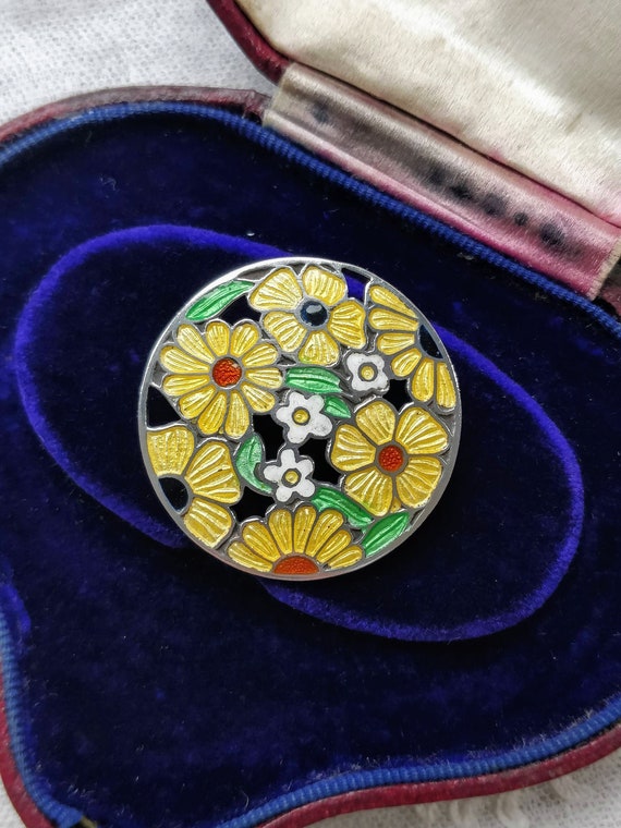 Vintage 1940s sterling silver yellow green orange