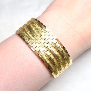 Vintage mid-century Italian gold plated wide articulated chain statement bracelet