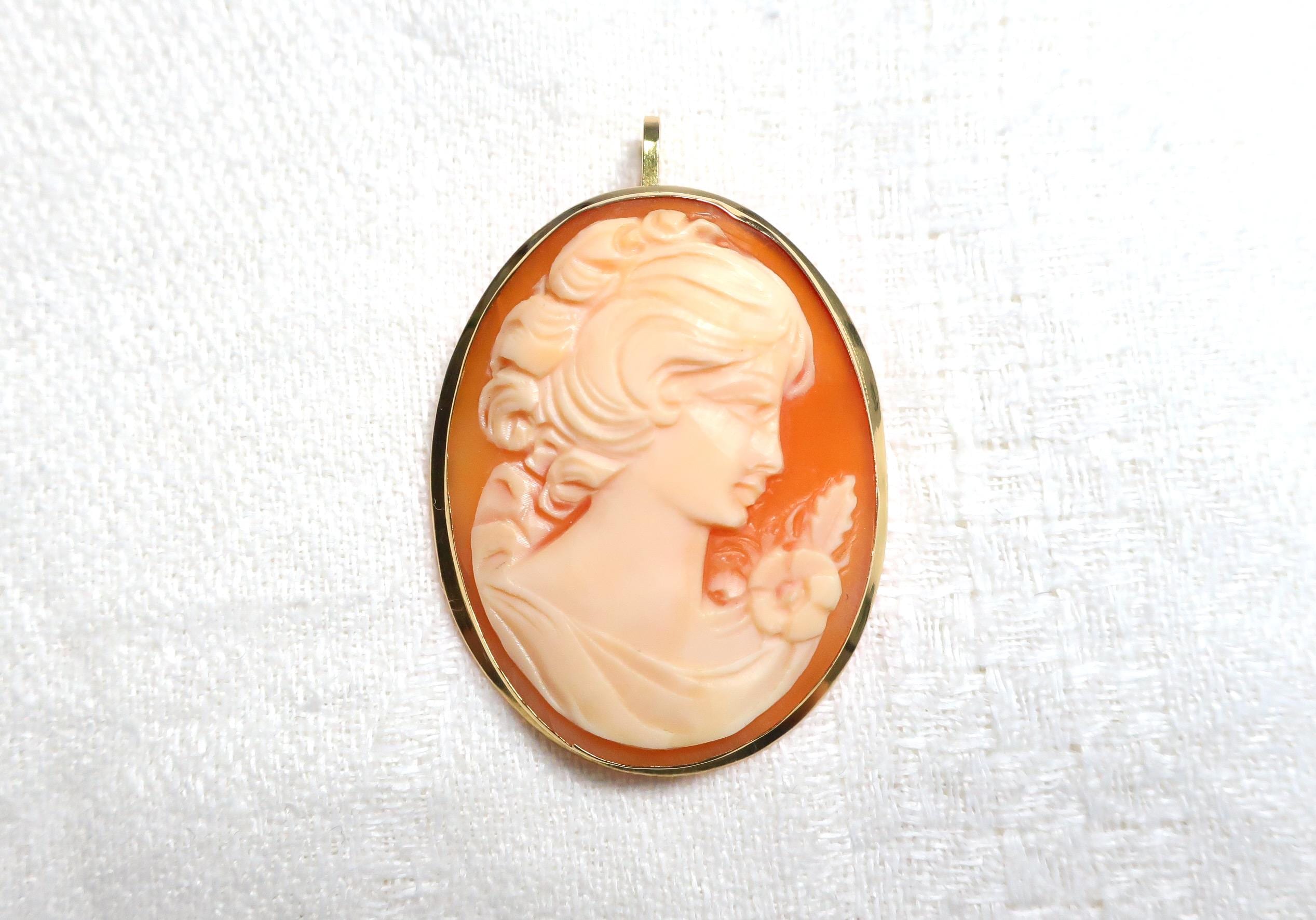 年代物】diluca K18 シェルカメオ ブローチ ペンダント兼用 K18 シェル