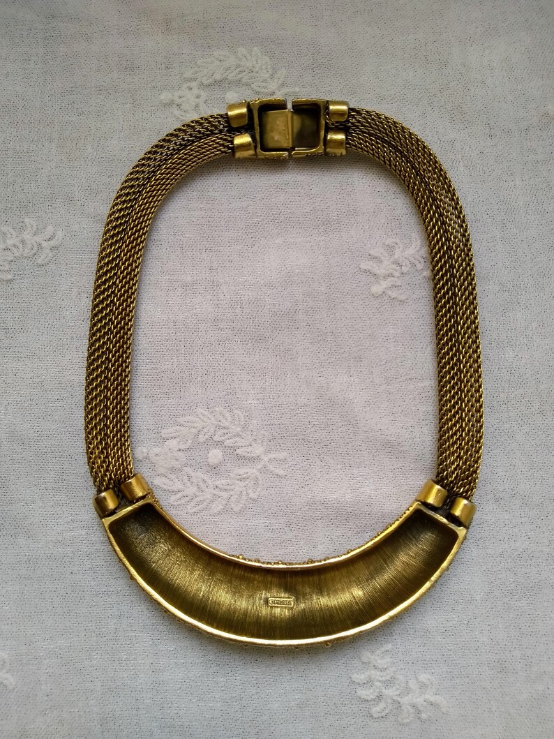 Vintage 1980s Monet gold tone collier collar style statement necklace