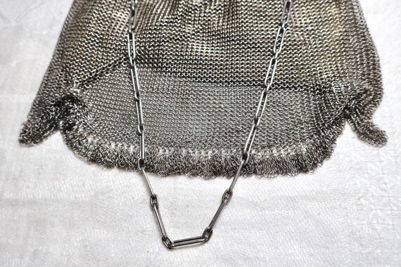 Antique 1920s solid sterling silver mesh top hand… - image 12