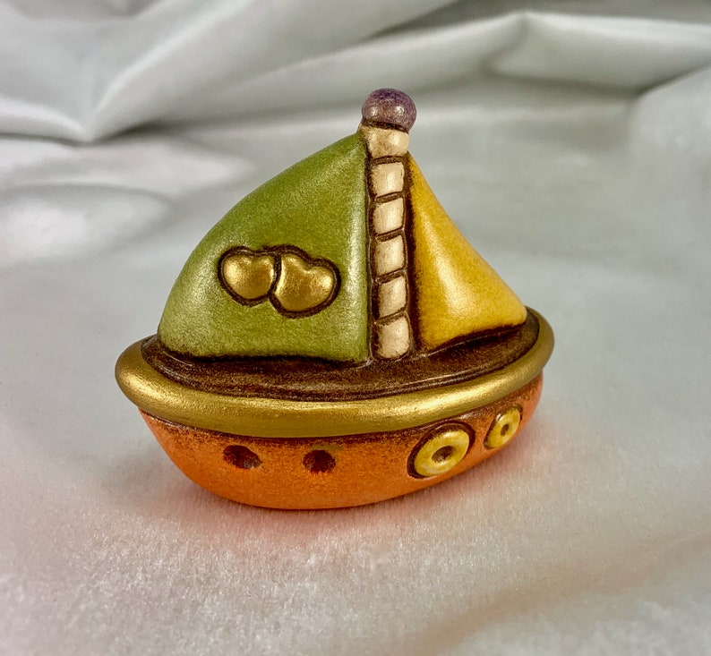 Thun Bolzano Italy Ceramic Sailing boat with Hearts Rare find