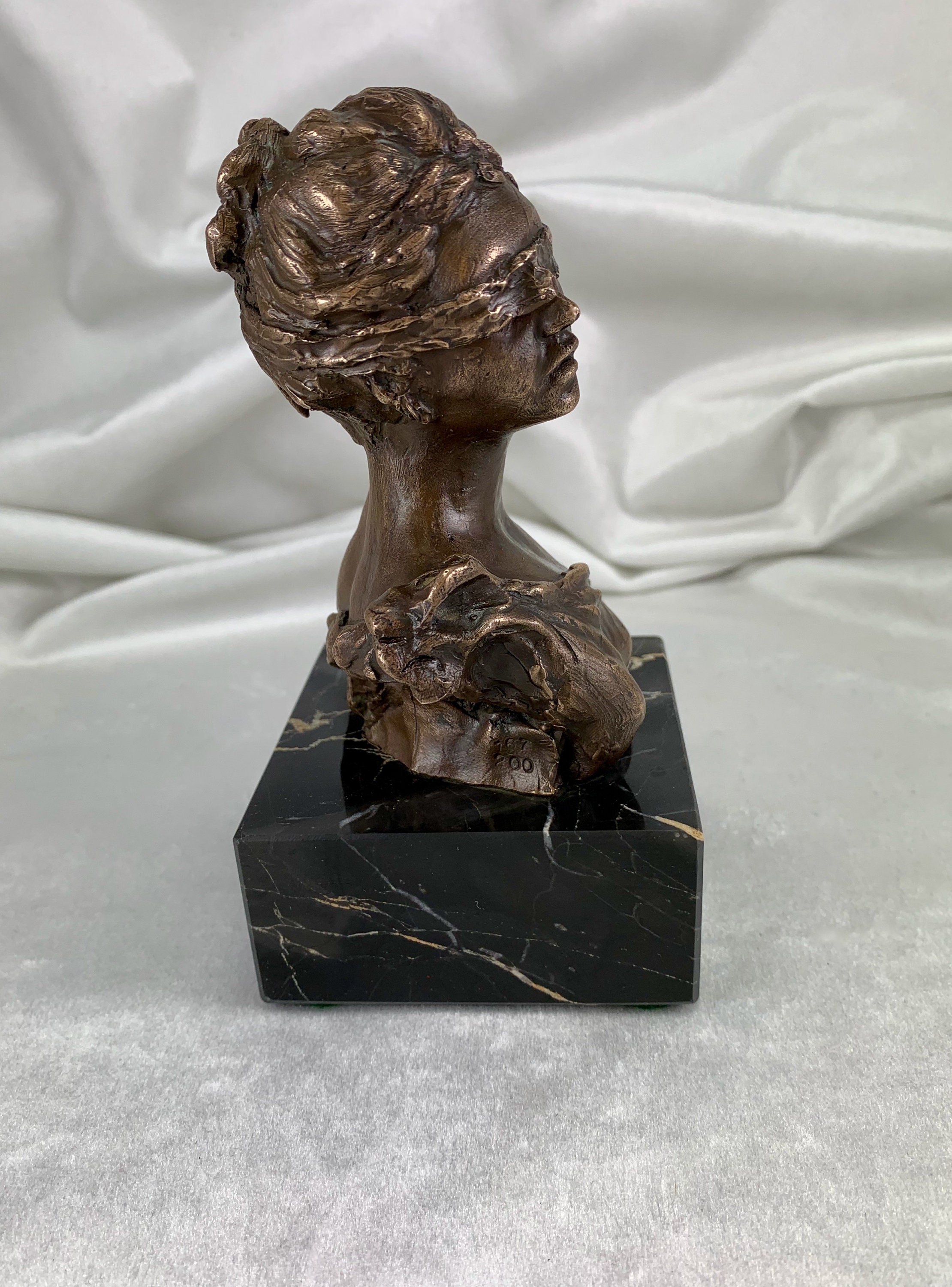 drivhus Siden Belyse Vintage Bronze Blindfolded Lady Bust Signed G. Ricci - Etsy