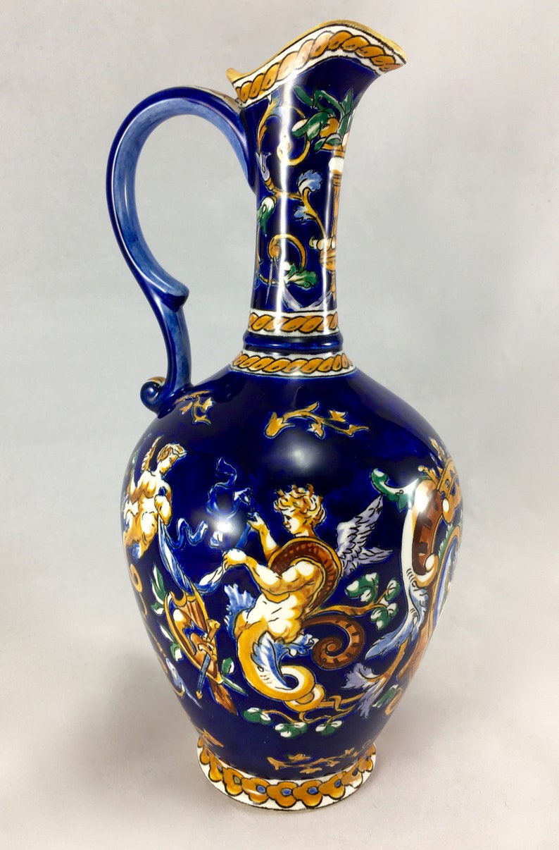 vase. Fontainebleau Renaissance French Gien Pitcher jug