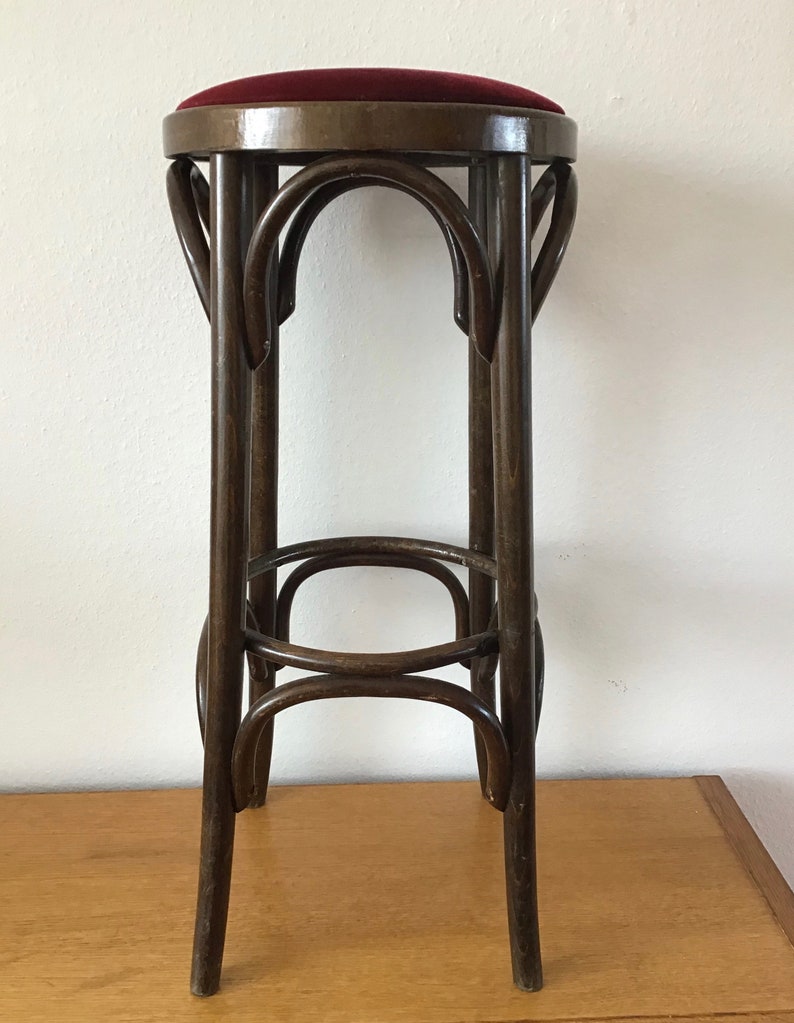 Set Bar stools Style Curved Wood Velvet Etsy