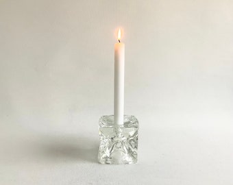 zeewier tornado Bestuiver Glass Candlestick Cube Vintage - Etsy