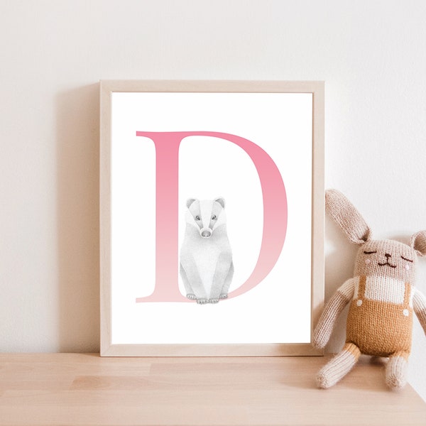 Baby Nursery Decor, Baby Letter Nursery Print, Animal Print, Printable Wall Art