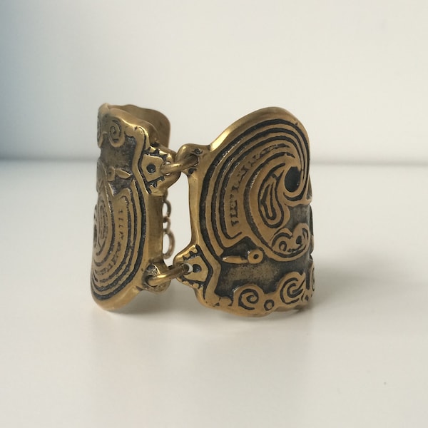 M.BUFFET vintage beau bracelet manchette moderniste en bronze créateur français french designer