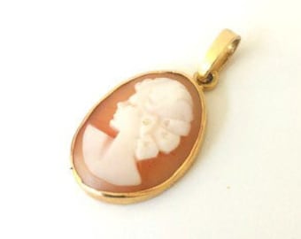 Or 18K Pendentif vintage camée 18 carats