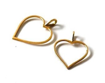 Or 18K duo de pendentifs coeurs vintage heart pendants 18K gold