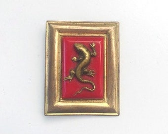 Jean Painlevé vintage 1950 glalite lizard brooch
