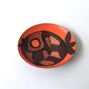 BORIS VEISBROT rare enameled cup LIMOGES 1950 stylized fish parf condition