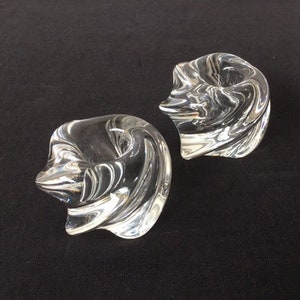 SAINT LOUIS France vintage 1970 pair of crystal candlesticks