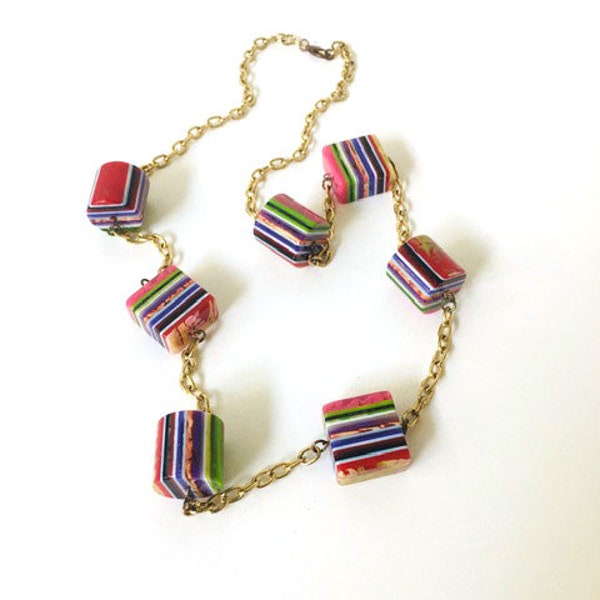 CARLOS SOBRAL cube necklace lucite acetate brazilian designer necklace