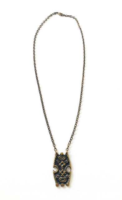 Collier Sautoir En Bronze Signé M. Buffet - Bijou Vintage Occasion, Usure Du Temps Visible