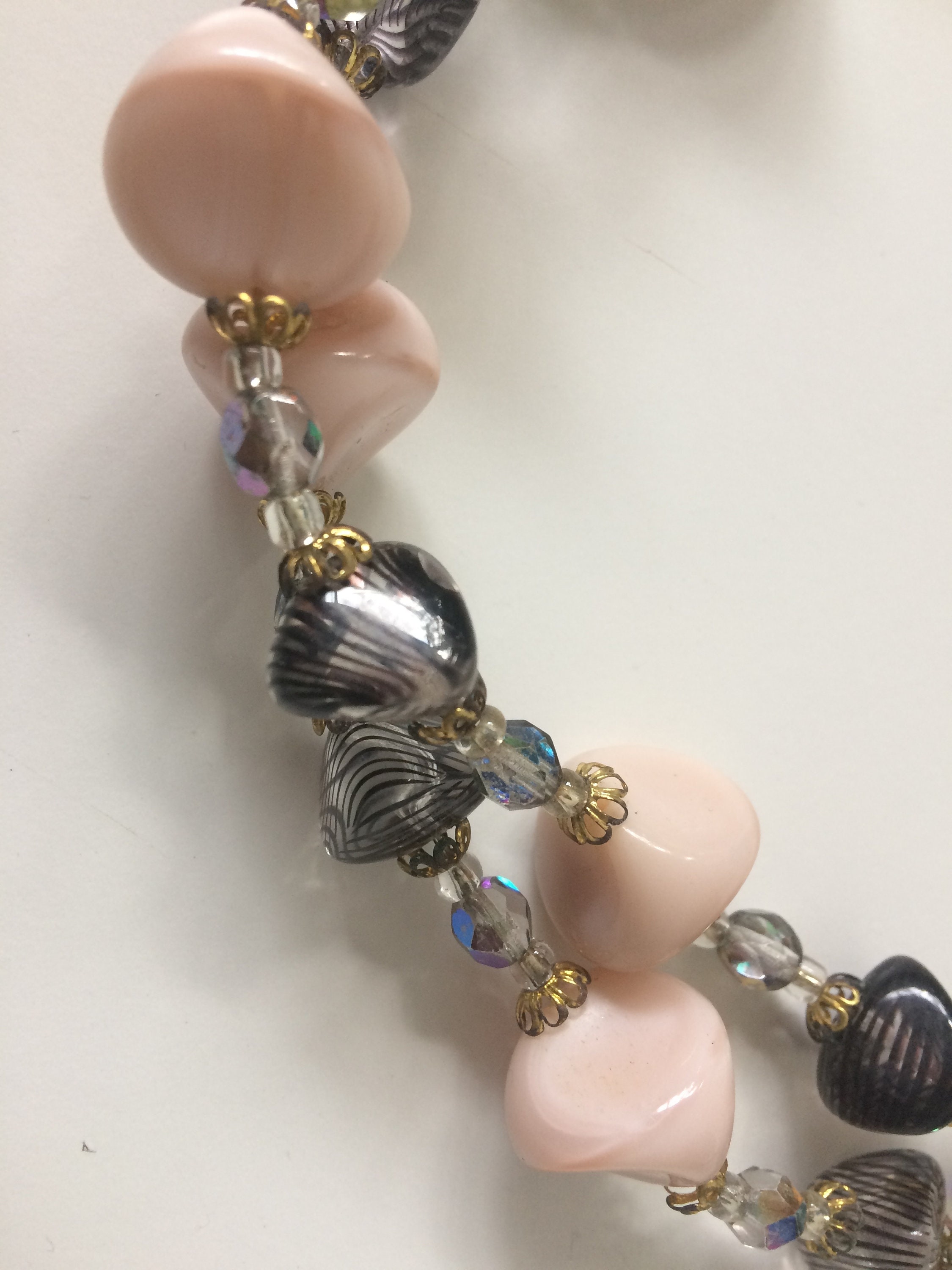 Collier Double Rang Perles Cristal De Bohème - Vintage Des Années 1950, Manufacture Pilote Berck Plage, Occasion