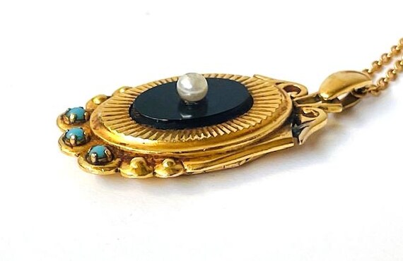 Médaillon Pendentif Porte-photo Plaqué Or Sardoine XIXème - Vintage