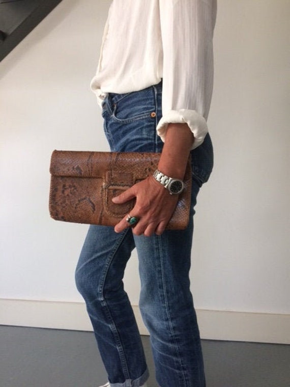 VINTAGE snake snake skin clutch 1970