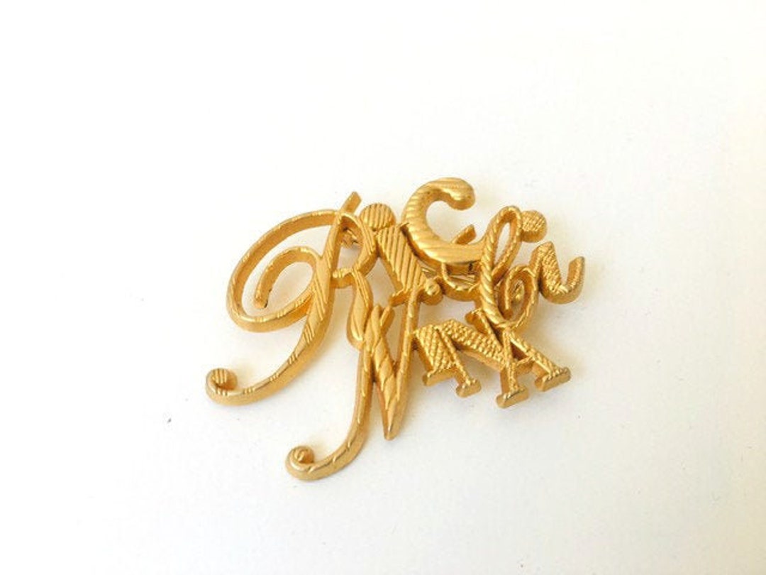 Broche Cœur Vintage Nina Ricci En Métal Doré Et Strass - Années 60/70, Occasion